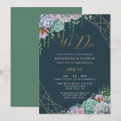 We doen gouden geometrische Lijst & vetplanten bru Kaart (Voorkant / Achterkant)