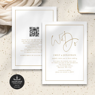 We doen gouden script lijn grens QR code bruiloft Kaart
