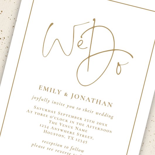 We doen gouden script lijn grens QR code bruiloft Kaart