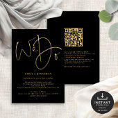 We doen gouden script QR code zwart bruiloft Kaart