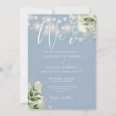 We doen Greenery String Lights Dusty Blue Wedding Kaart (Voorkant)
