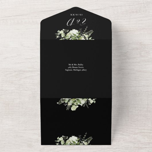 We doen groen QR code zwart-wit bruiloft All In One Uitnodiging (Buitenkant)