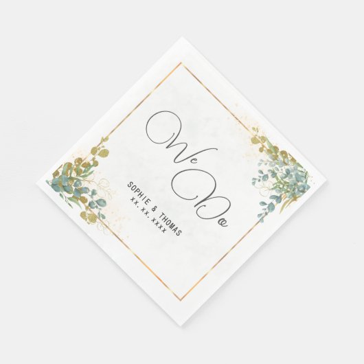 We doen groene en gouden eucalyptus waterverf brui servet (Hoek)