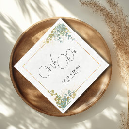 We doen groene en gouden eucalyptus waterverf brui servet