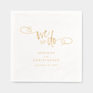 We doen handgeschreven script bruiloft goud folie servetten