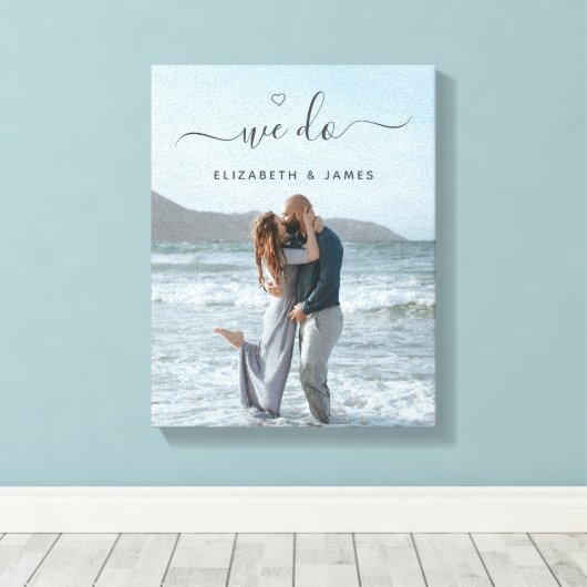 We doen handgeschreven Script Couple Photo Canvas Afdruk (Insitu (Houten vloer))