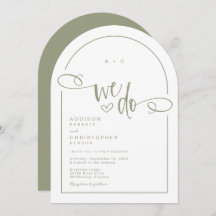 We doen Heart Sage Green Modern Script Wedding
