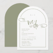 We doen Heart Sage Green Modern Script Wedding Kaart (Voorkant / Achterkant)