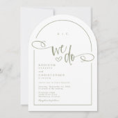 We doen Heart Sage Green Modern Script Wedding Kaart (Voorkant)