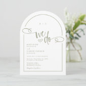We doen Heart Sage Green Modern Script Wedding Kaart (Staand voorkant)