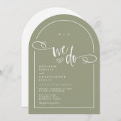 We doen Heart Sage Green Modern Script Wedding Kaart (Voorkant / Achterkant)