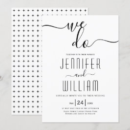 "We doen het" cursieve kalligrafie bruiloft Kaart