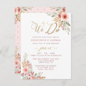 We doen het | Elegant Gold Script & Sweet Rozen We Uitnodiging Briefkaart (Voorkant / Achterkant)