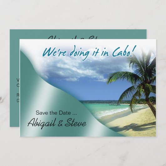 We doen het in Cabo! Bewaar de datum Save The Date (Voorkant / Achterkant)