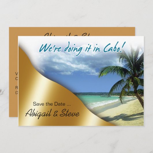 We doen het in Cabo! Reserveer de datum Save The Date (Voorkant / Achterkant)