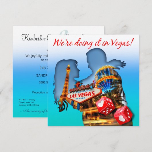 We doen het in Vegas Wedding Kaart (Voorkant / Achterkant)