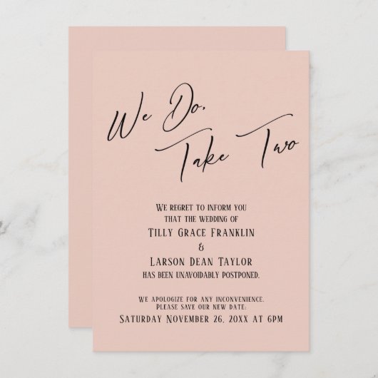 We doen het, neem twee: Vertraagde bruiloft blush  Kaart (Voorkant / Achterkant)