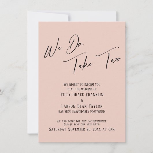 We doen het, neem twee: Vertraagde bruiloft blush Kaart (Voorkant)