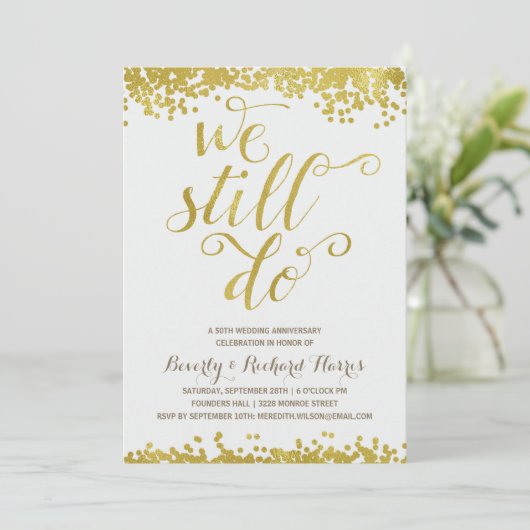 We doen het nog steeds | Faux Gold Foil Jubileum P Kaart (Staand voorkant)
