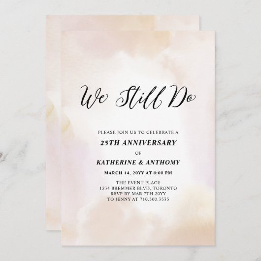 We doen het nog steeds | Moderne Waterverf 25e Jub Kaart (Voorkant / Achterkant)