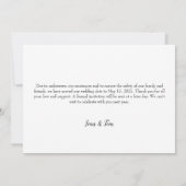 We doen het nog steeds | Uitstel huwelijk Eenvoudi Kaart (Achterkant)