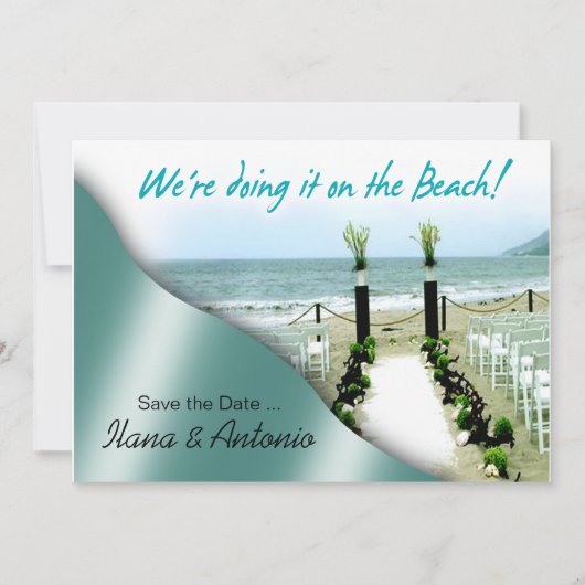 We doen het op de strand Save the Date (Voorkant)