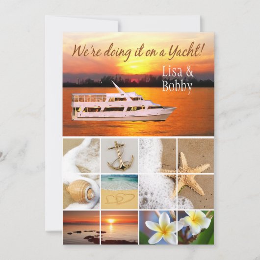 We doen het op een Yacht Wedding Collage Kaart (Voorkant)