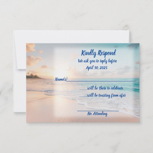 We doen het op het strand RSVP Save The Date (Voorkant)