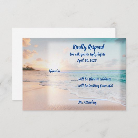 We doen het op het strand RSVP Save The Date (Voorkant / Achterkant)