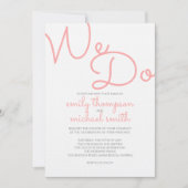 We doen het | Roze moderne Typografie Weddenschap Kaart (Voorkant)