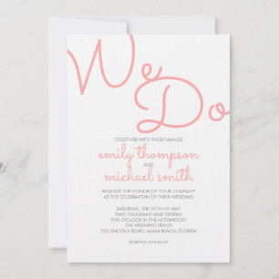 We doen het   Roze moderne Typografie Weddenschap Kaart