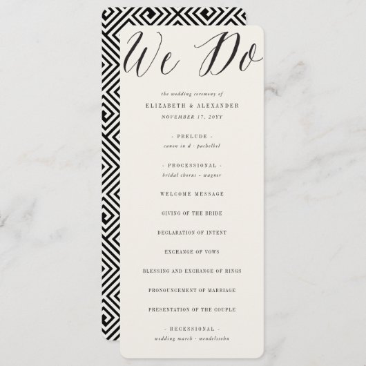 We doen het script calligraphy Geometric Classic W Programmakaart (Voorkant / Achterkant)