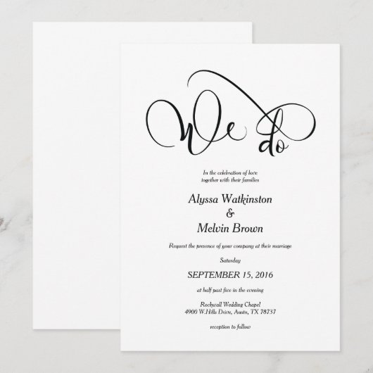 We doen huwelijksuitnodiging kaart in kalligrafie (Voorkant / Achterkant)