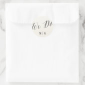We doen klassieke script kalligrafie monogram brui ronde sticker (Tas)