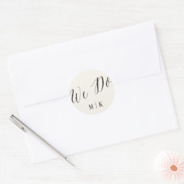 We doen klassieke script kalligrafie monogram brui ronde sticker