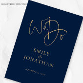 We doen marine en gouden foto QR Code tijdlijn bru Drieluik Uitnodiging