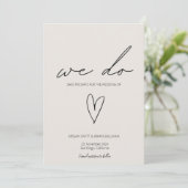 We doen minimalistische beige hart foto save the date (Staand voorkant)