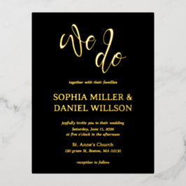 We doen minimalistische kalligrafie huwelijksuitno folie uitnodiging briefkaart