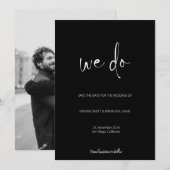 We doen minimalistische zwart-wit foto save the date (Voorkant / Achterkant)