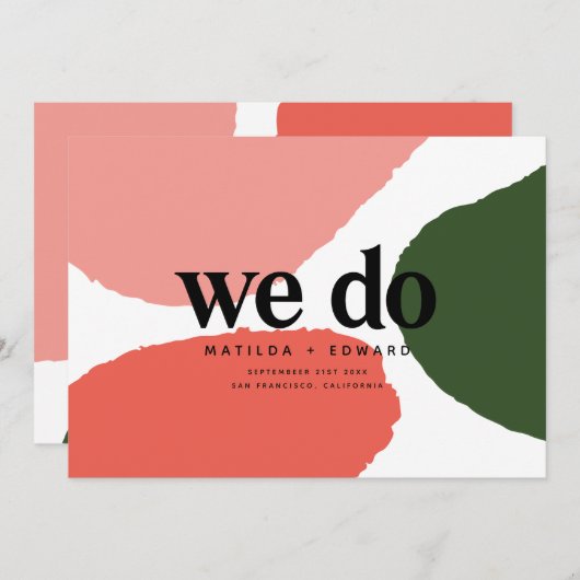 We doen modern abstract rood, roze + groen aankondiging (Voorkant / Achterkant)