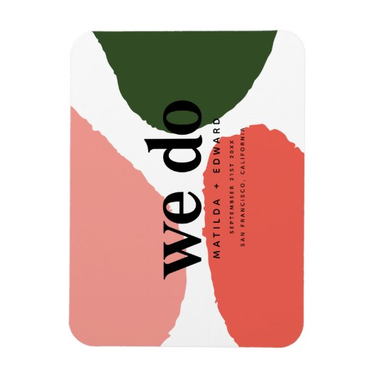 We doen modern abstract rood, roze + groen magneet (Verticaal)