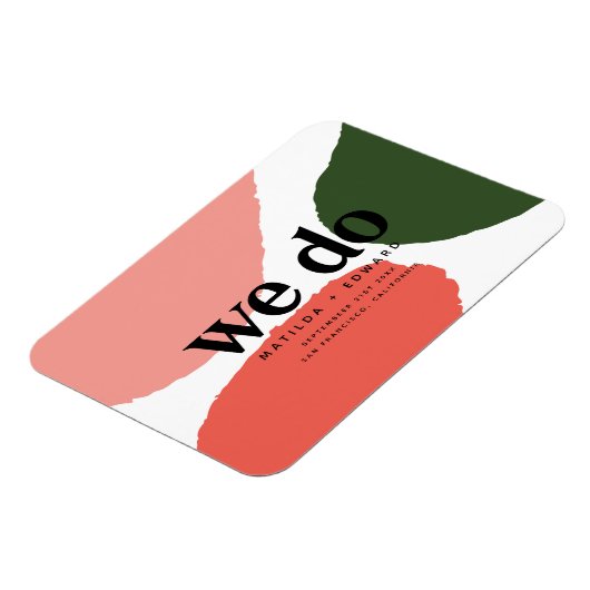 We doen modern abstract rood, roze + groen magneet (Linkerzijde)