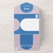 We doen modern gebold blauw en Paars Retro Abstrac All In One Uitnodiging (Buitenkant)