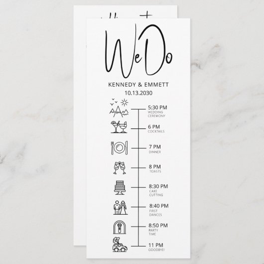 We doen Mountain Wedding Day Timeline Flat-program Programmakaart (Voorkant / Achterkant)