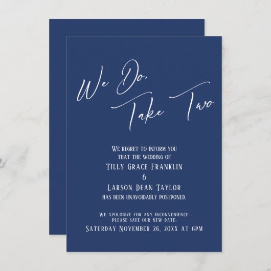 We doen, neem twee: vertraagde bruiloft Navy Kaart (Voorkant / Achterkant)