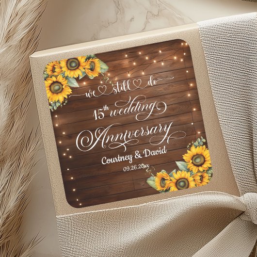 We doen nog steeds 15th Wedding Jubileum String Li Vierkante Sticker