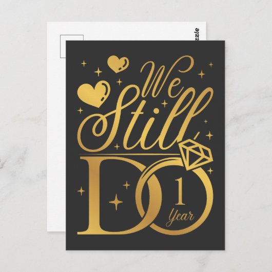 We doen nog steeds 1 jaar bruiloft Jubileum Briefkaart (Voorkant / Achterkant)
