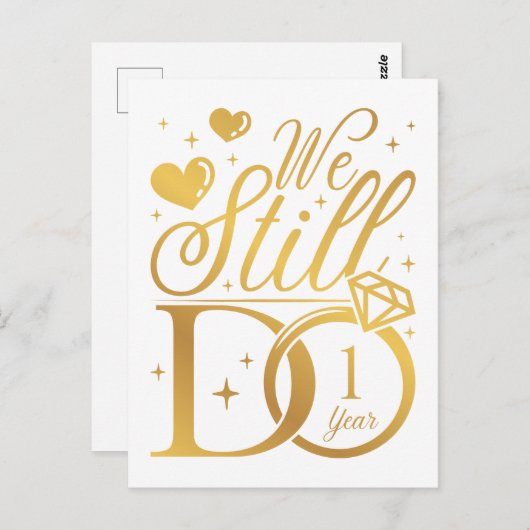 We doen nog steeds 1 jaar bruiloft Jubileum Briefkaart (Voorkant / Achterkant)