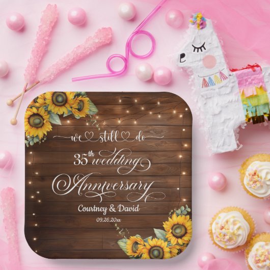 We doen nog steeds 35e bruiloft Jubileum String Li Papieren Bordje (Feest)