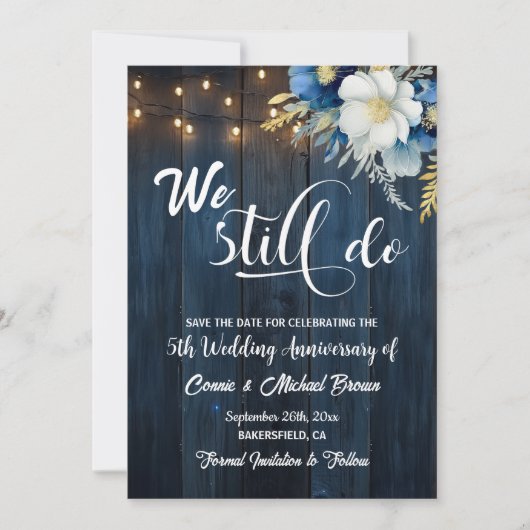 We doen nog steeds 5th Wedding Jubileum String Lig Save The Date (Voorkant)